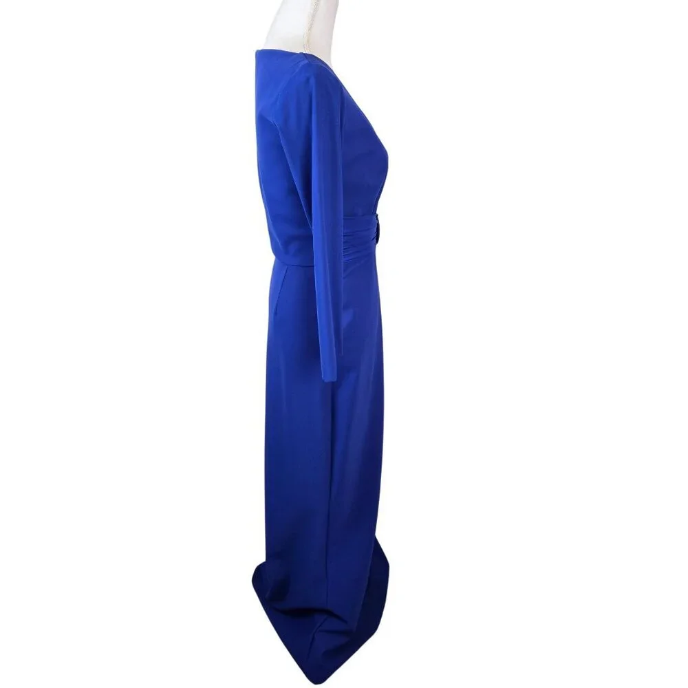 Chiara Boni Maxi Gown Womens 44 US 8 Cobalt Blue V-neck‎ Stretch Event Formal